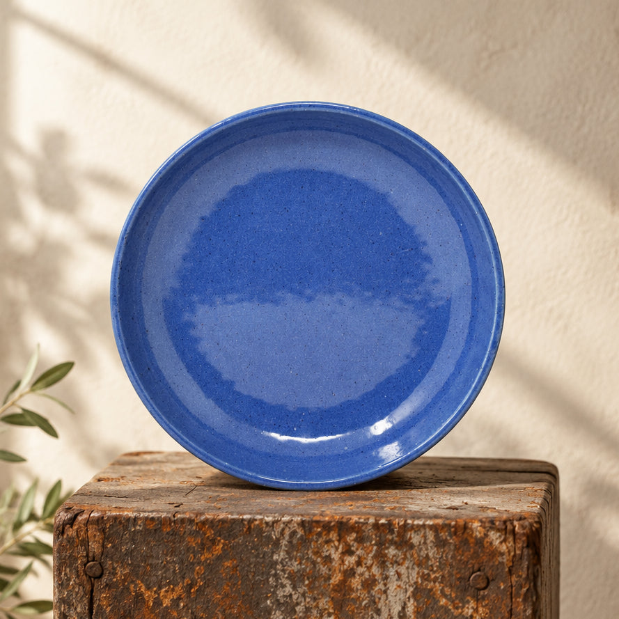 Aqua Blue pasta salad ceramic plate 