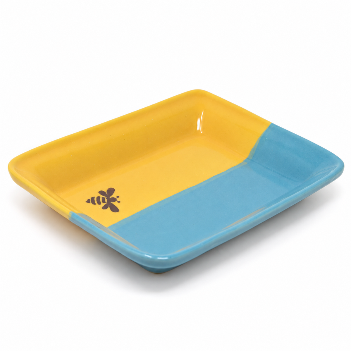Bee Motif Ceramic Serving Tray, 24 × 19 cm | Himalayan Goods