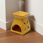 Ceramic Aroma Oil Burner with Floral Cutouts & Square Bowl