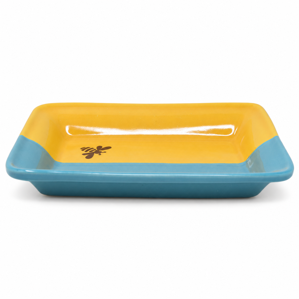 Bee Motif Ceramic Serving Tray, 24 × 19 cm | Himalayan Goods