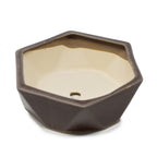 Geometric Faceted Hexagonal Ceramic Planter Dish (5.75 x 2 Inch)