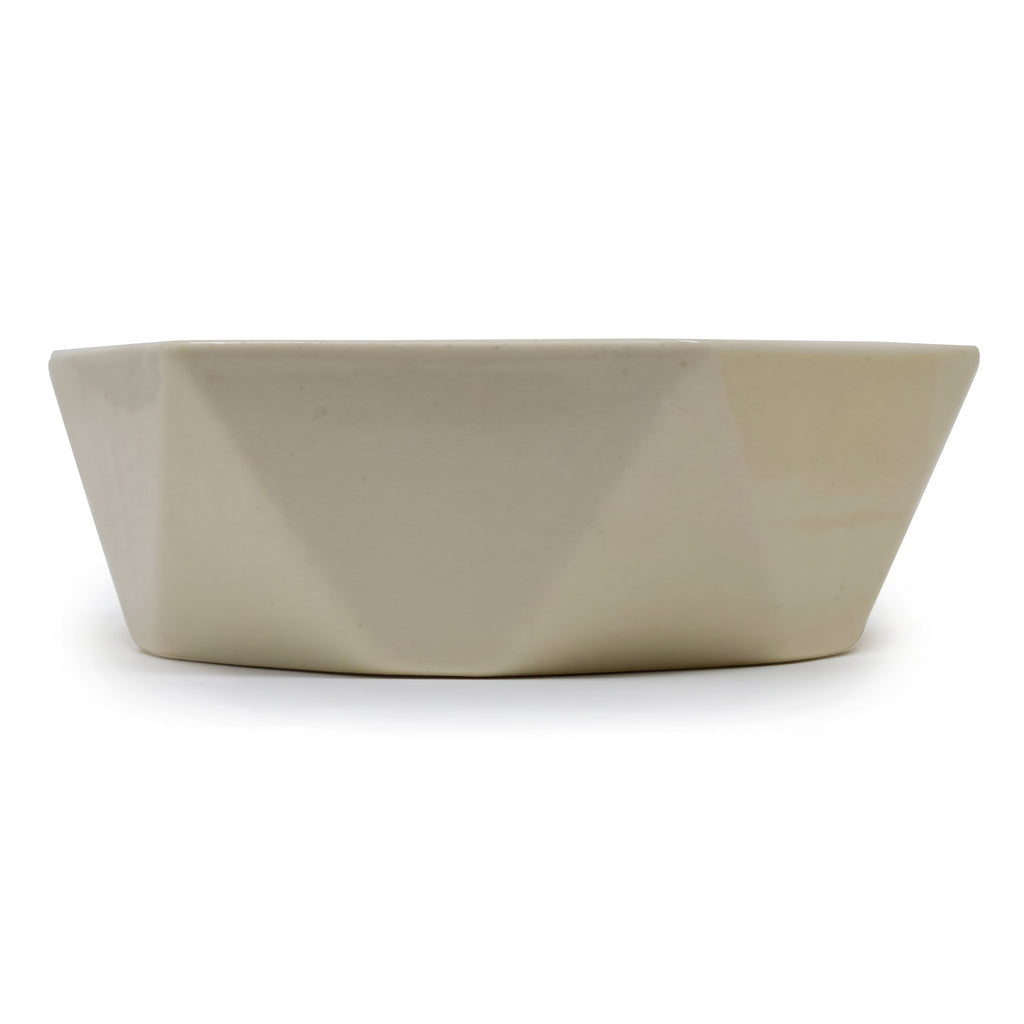 Geometric Faceted Hexagonal Ceramic Planter Dish (5.75 x 2 Inch)