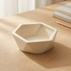Geometric Faceted Hexagonal Ceramic Planter Dish (5.75 x 2 Inch)
