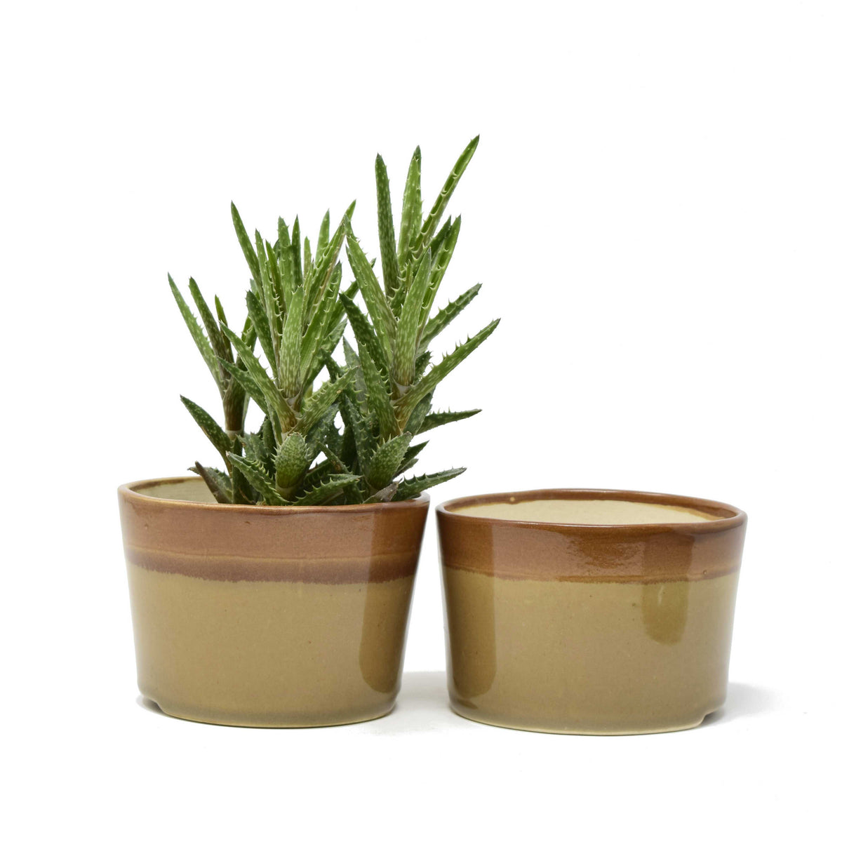 Tapered Ceramic Cylinder Planter Pots (Set of 2) | 4.75 x 3.25 Inch