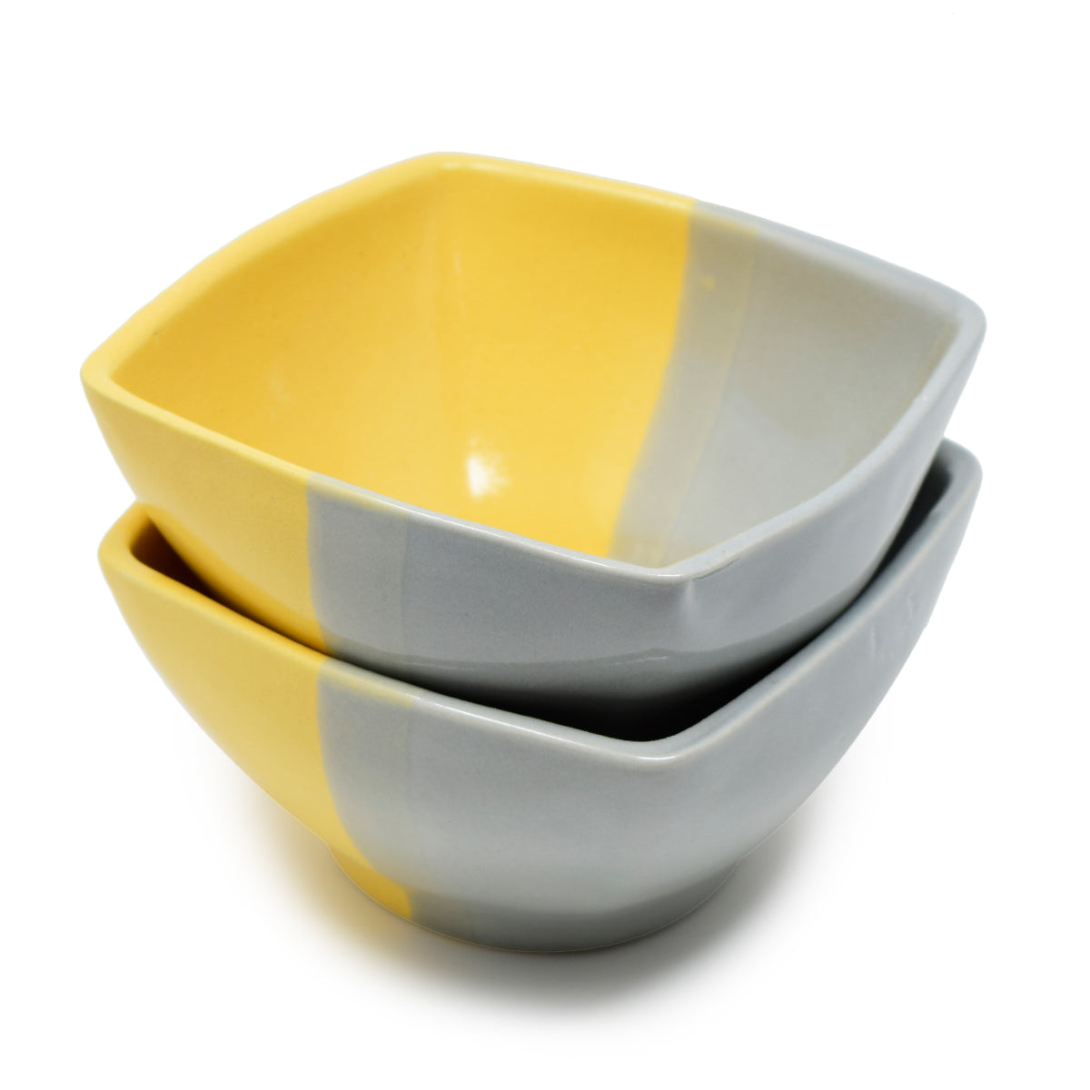 Handcrafted Square Ceramic Soup & Serving Bowls (325ml, Set of 2) | Stoneware Katori Set