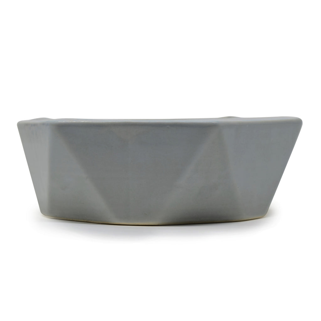 Geometric Faceted Hexagonal Ceramic Planter Dish (5.75 x 2 Inch)
