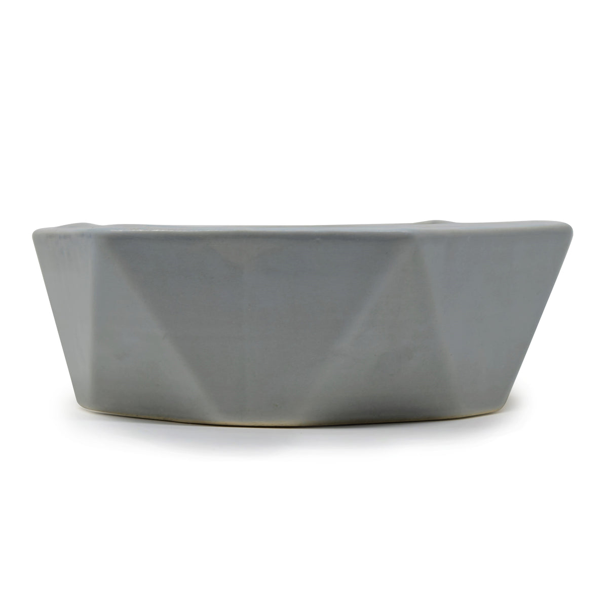 Geometric Faceted Hexagonal Ceramic Planter Dish (5.75 x 2 Inch)