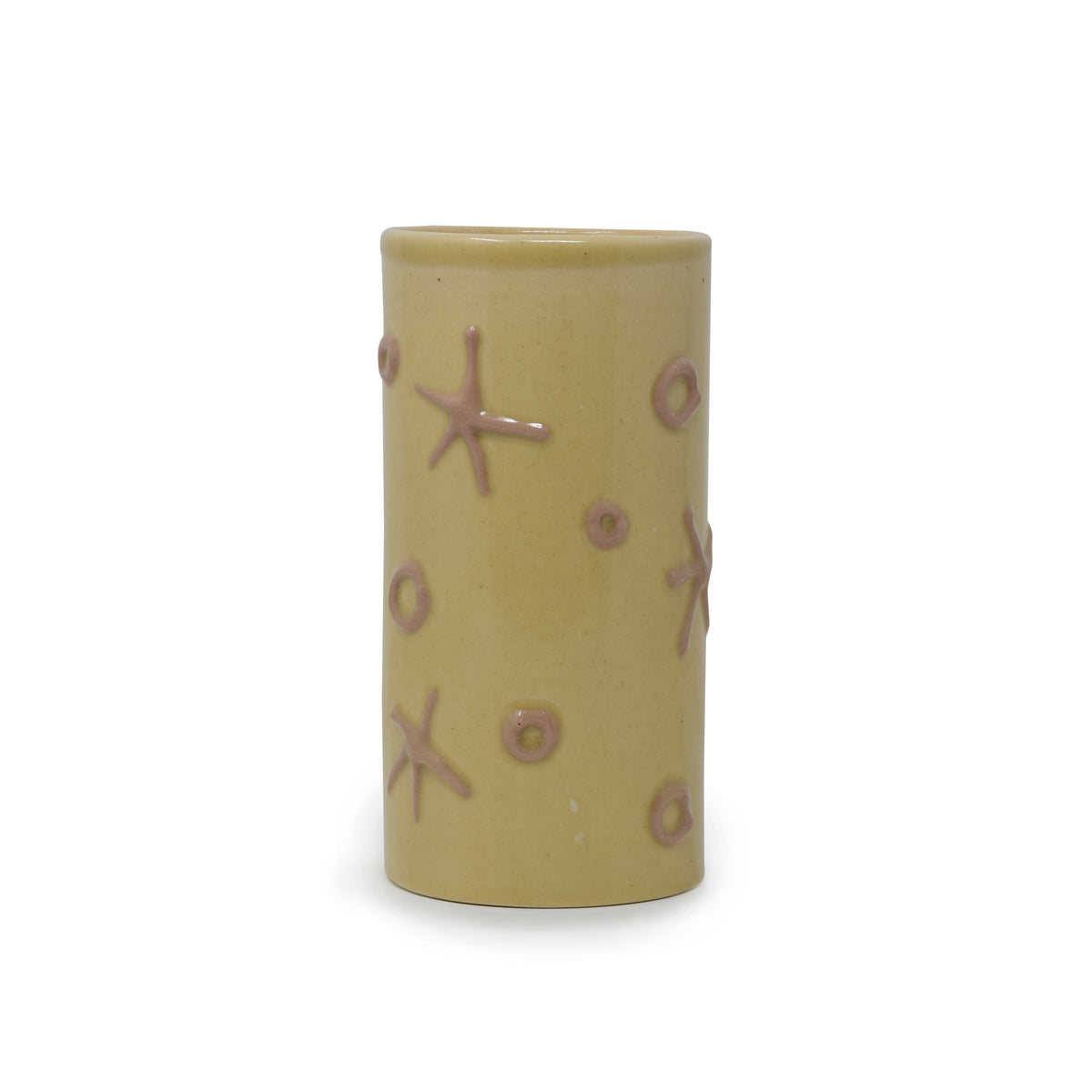 Handcrafted Floral Cylindrical Ceramic Vase | Modern Stoneware Flower Vase