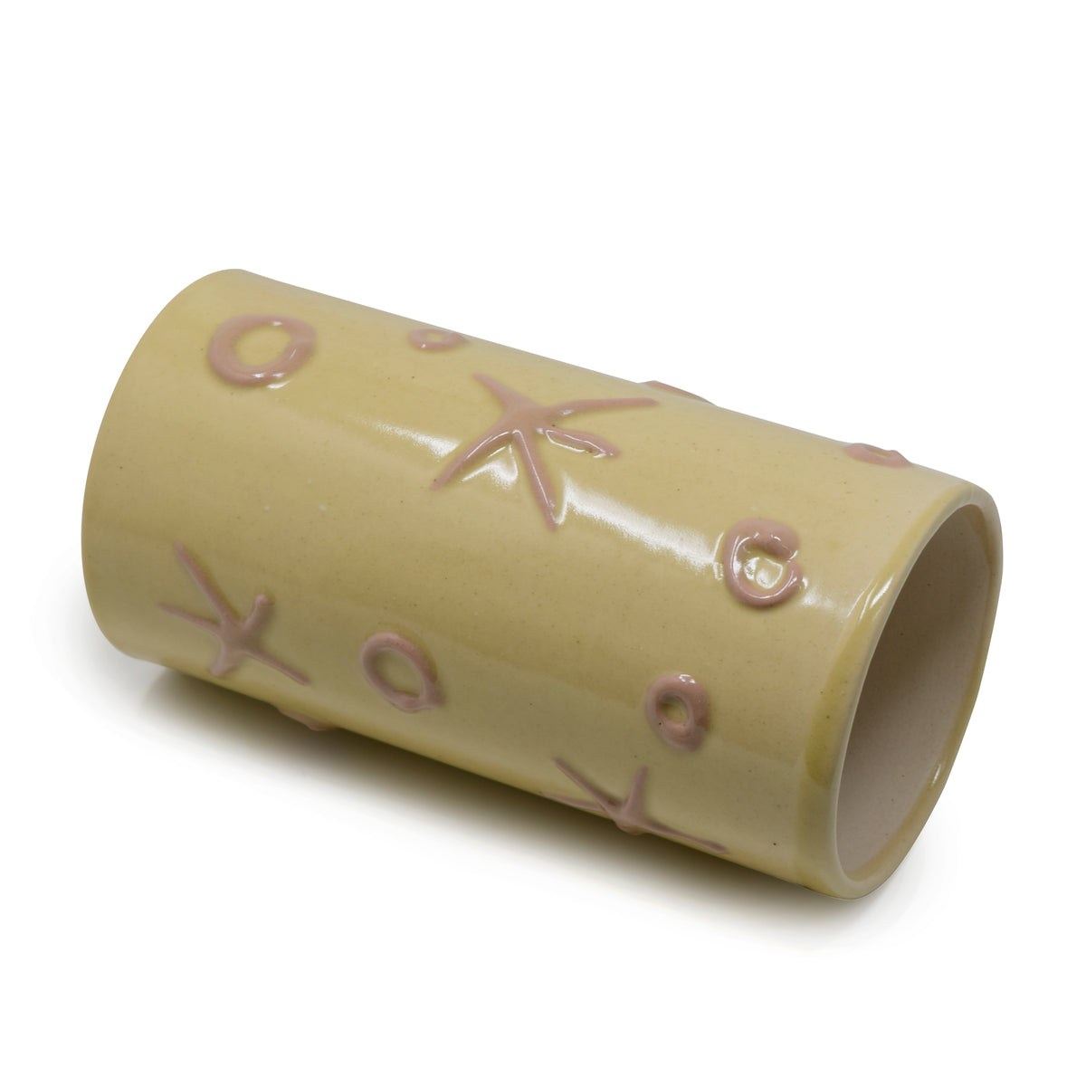 Handcrafted Floral Cylindrical Ceramic Vase | Modern Stoneware Flower Vase