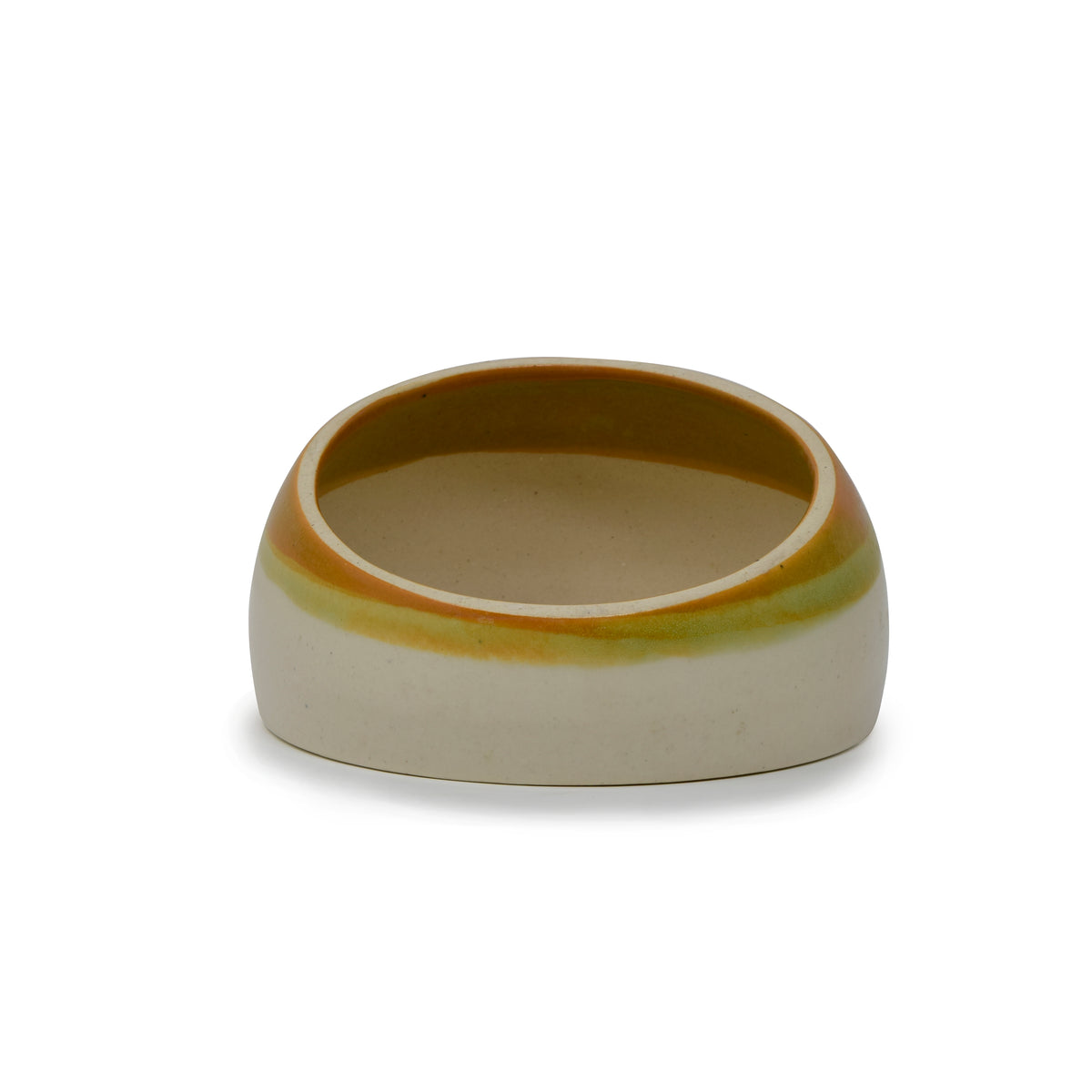 Slanted Round Ceramic Planter Pot | Asymmetrical Succulent Bowl