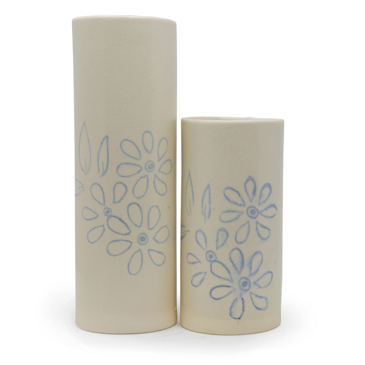 Handmade Ceramic Cylinder Flower Vase (10.5 Inch) | Himalayan Inspired Home Decor
