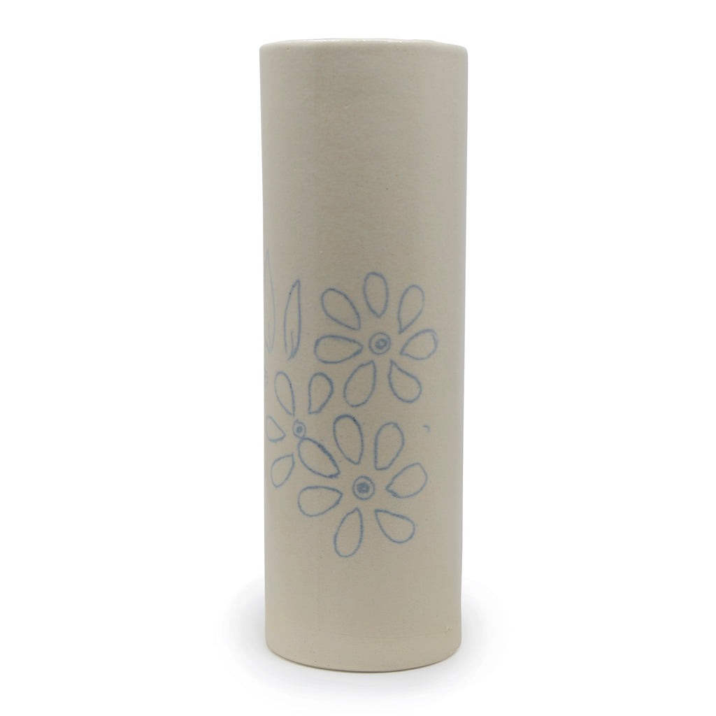 Handmade Ceramic Cylinder Flower Vase (10.5 Inch) | Himalayan Inspired Home Decor