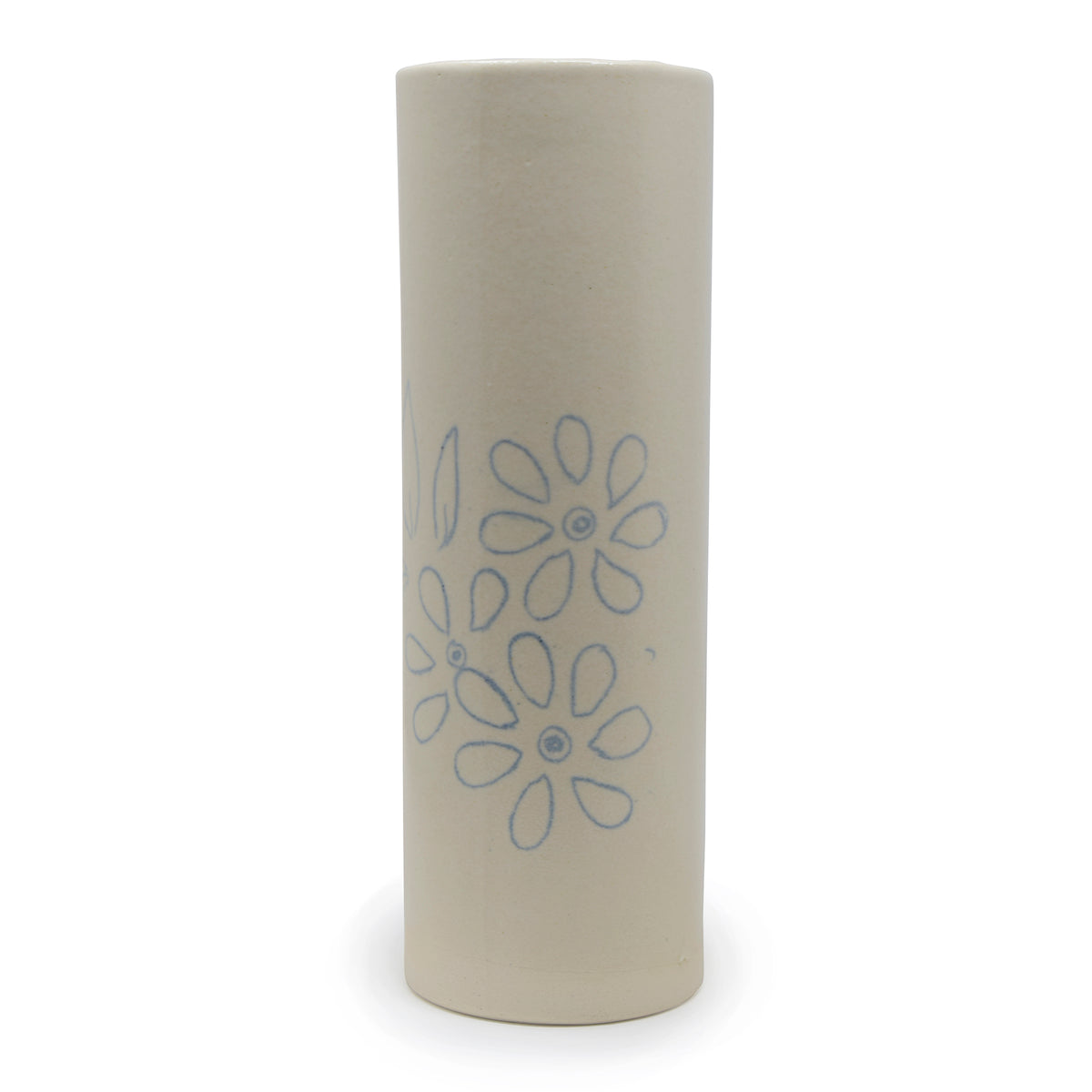 Handmade Ceramic Cylinder Flower Vase (10.5 Inch) | Himalayan Inspired Home Decor