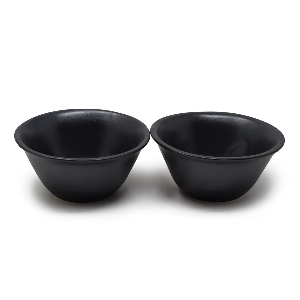 Tapered Ceramic Flared Bowls (Set of 2) | 300 ml Artisanal Snack & Soup Bowls