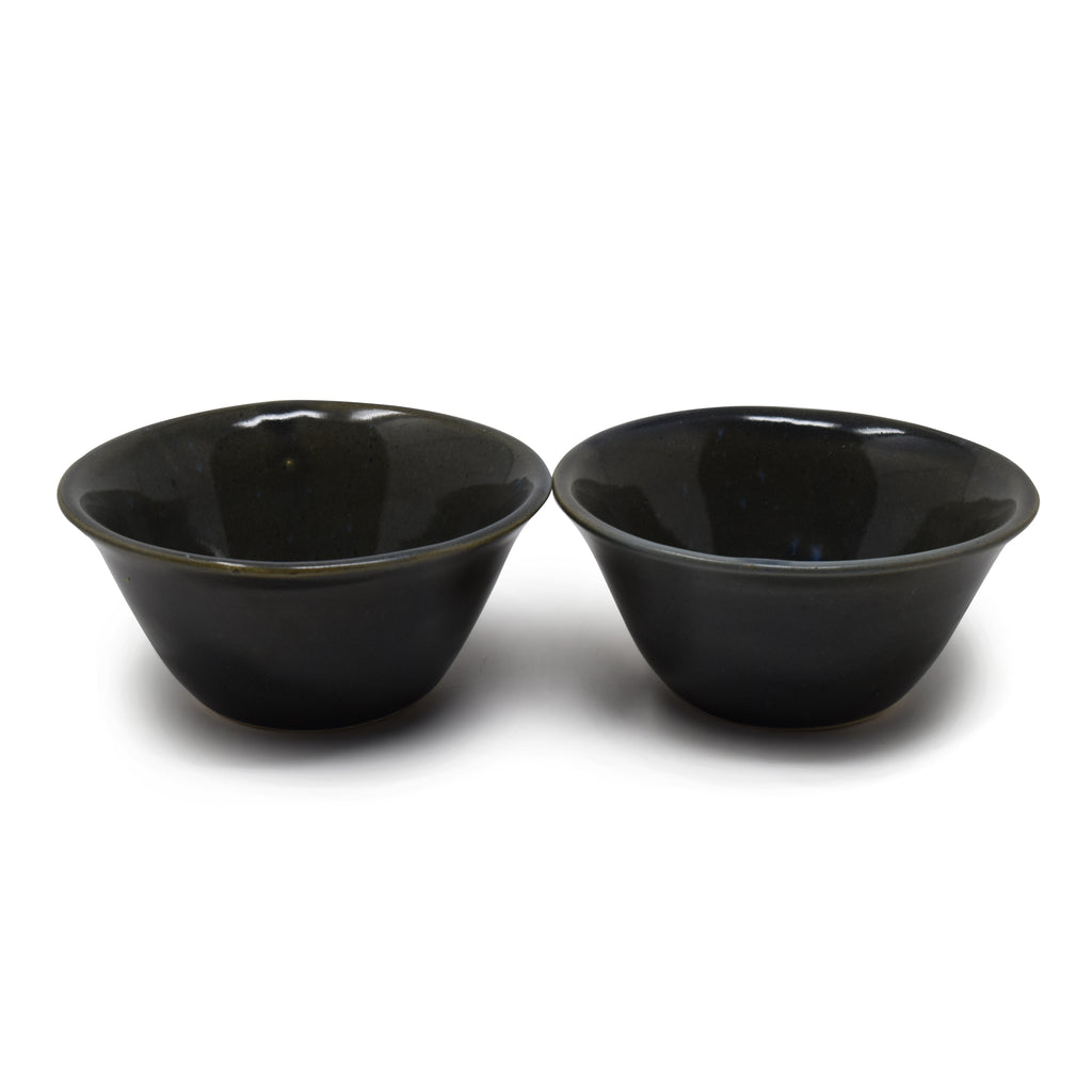 Tapered Ceramic Flared Bowls (Set of 2) | 300 ml Artisanal Snack & Soup Bowls