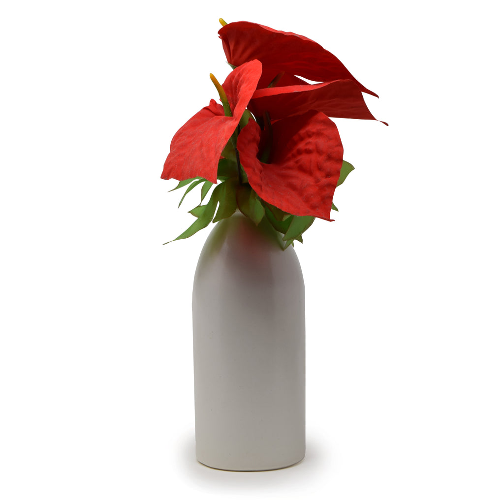 Textured-Spout Ceramic Bottle Vase (9 x 3.3 Inch) | Himalayan Inspired Vessel