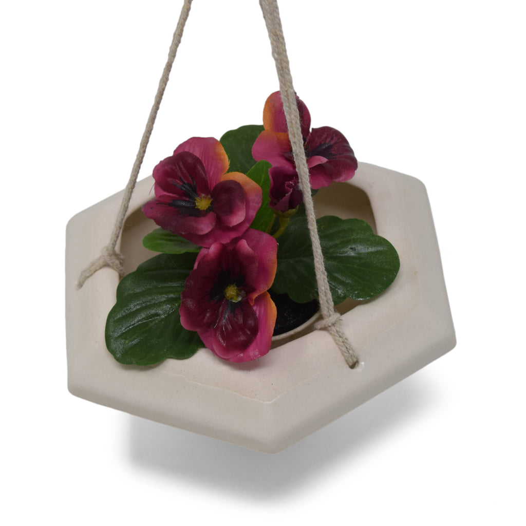 Faceted Diamond Hanging Ceramic Planter Vessel (16 x 9 cm)