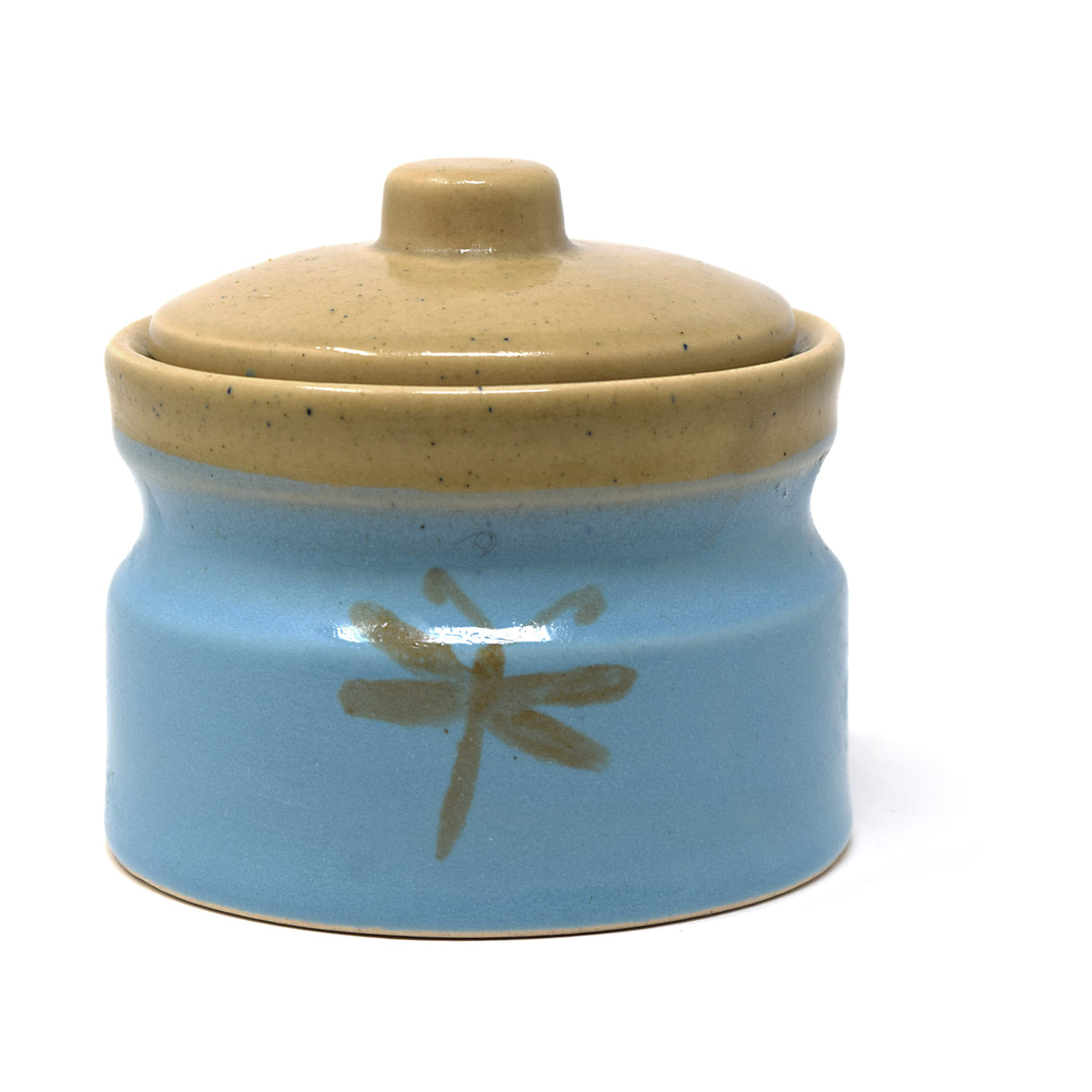 Handcrafted Dragonfly Ceramic Storage Jar with Lid (500 g / 1/2 kg Capacity)