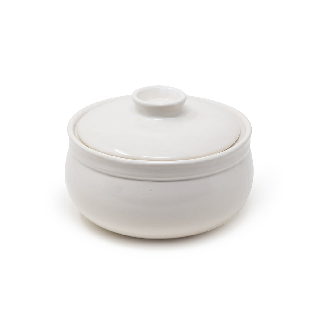 Rounded Ceramic Casserole Pot with Lid (1 Liter) | Serving Bowl