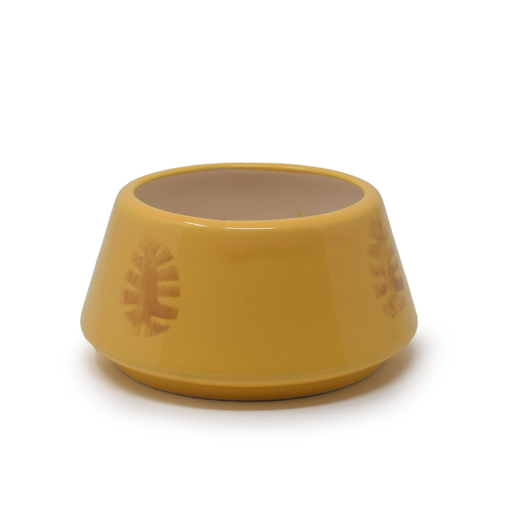 Truncated Conical Ceramic Leaf Planter Bowl (6 x 3 Inch)
