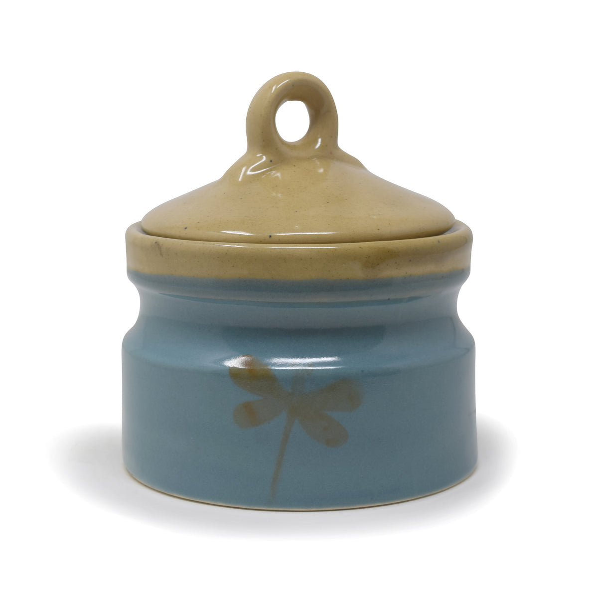 Handcrafted Dragonfly Ceramic Storage Jar with Lid (500 g / 1/2 kg Capacity)
