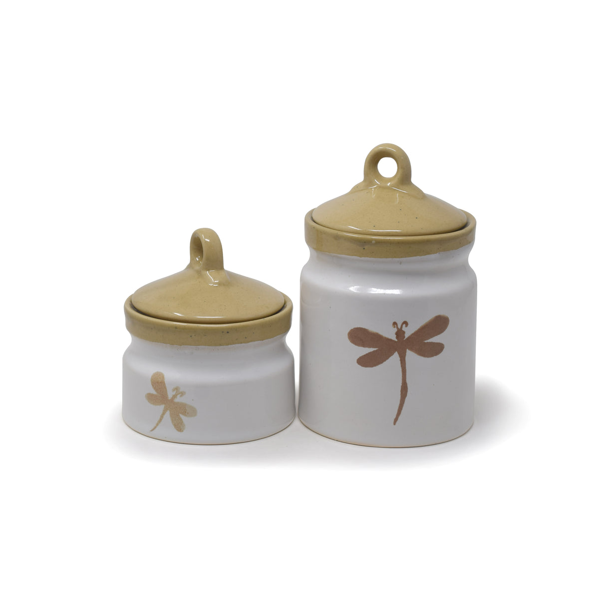 Handcrafted Dragonfly Ceramic Storage Jar with Lid (500 g / 1/2 kg Capacity)
