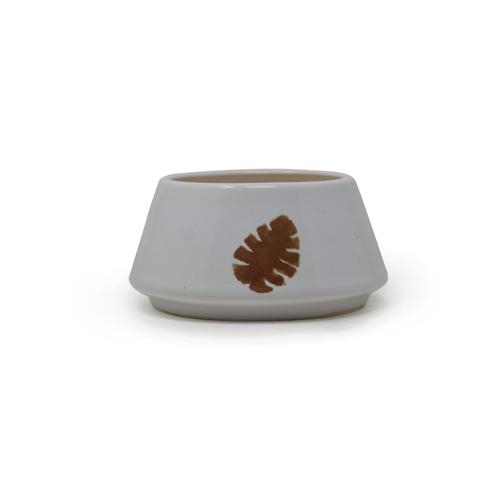 Truncated Conical Ceramic Leaf Planter Bowl (6 x 3 Inch)