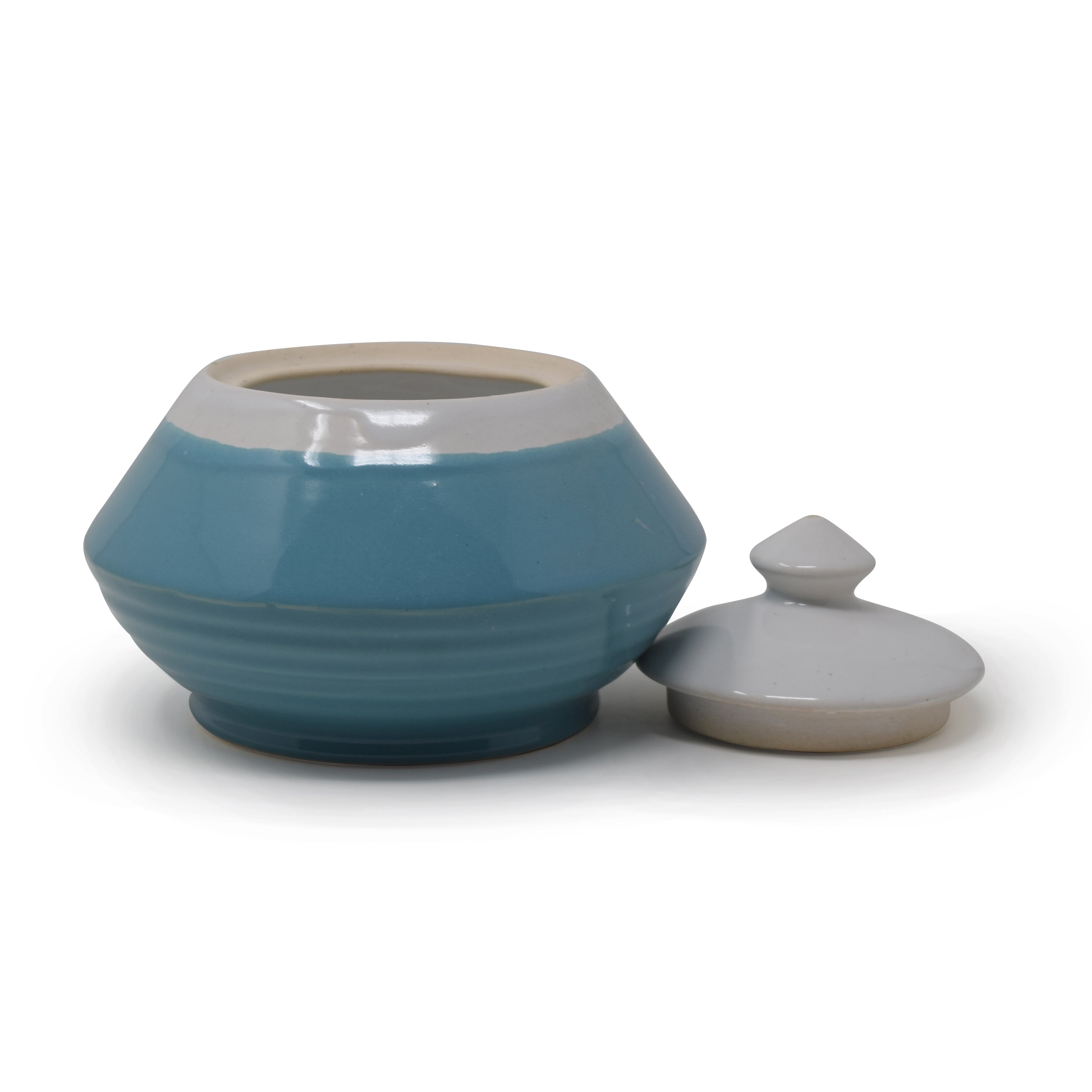 Ribbed Ceramic Jar Or Pot with Lid (1.3 Litre) or Classic Indian Handi