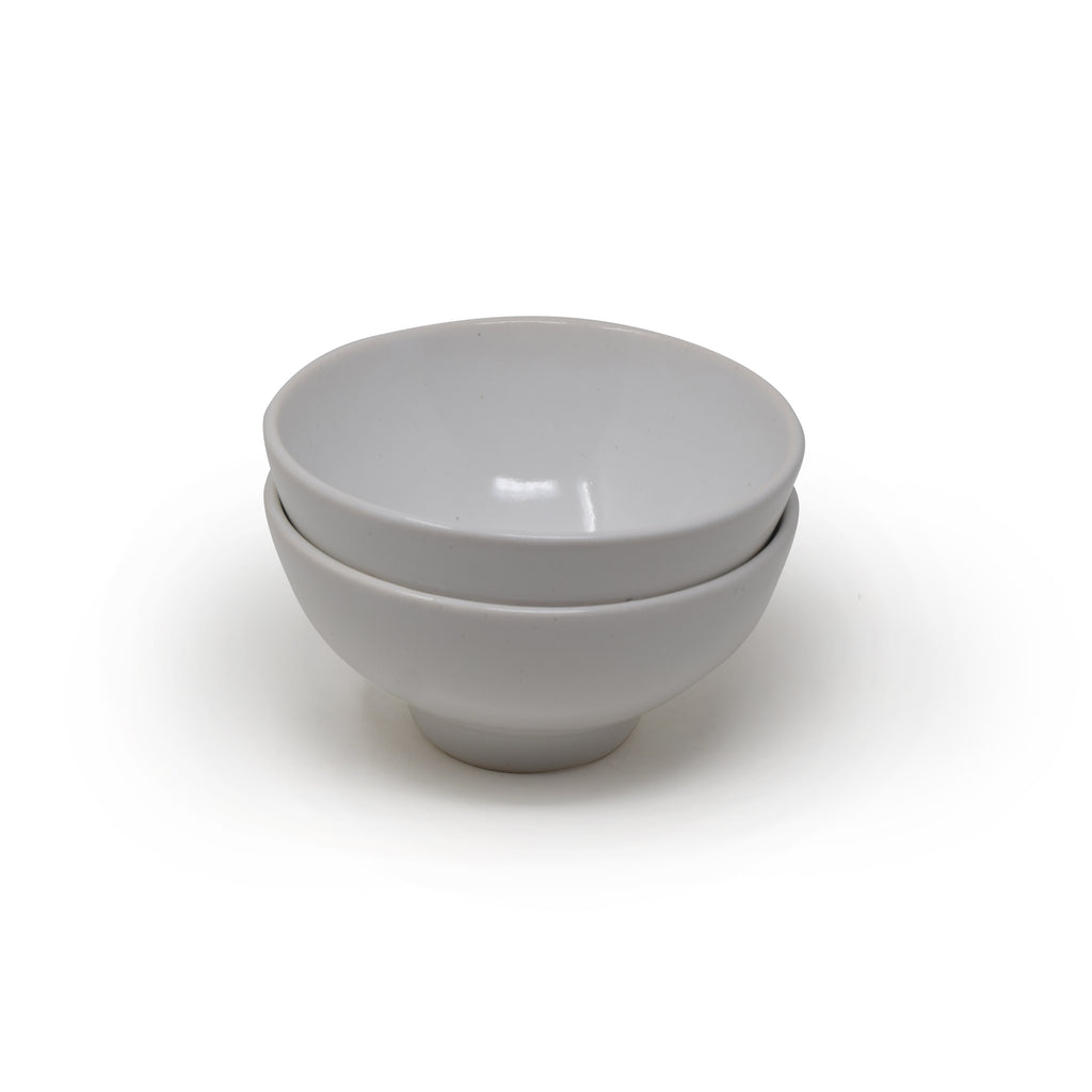 Handcrafted Footed Ceramic Soup & Snack Bowls (Set of 2) | Japanese Style Stoneware Katori