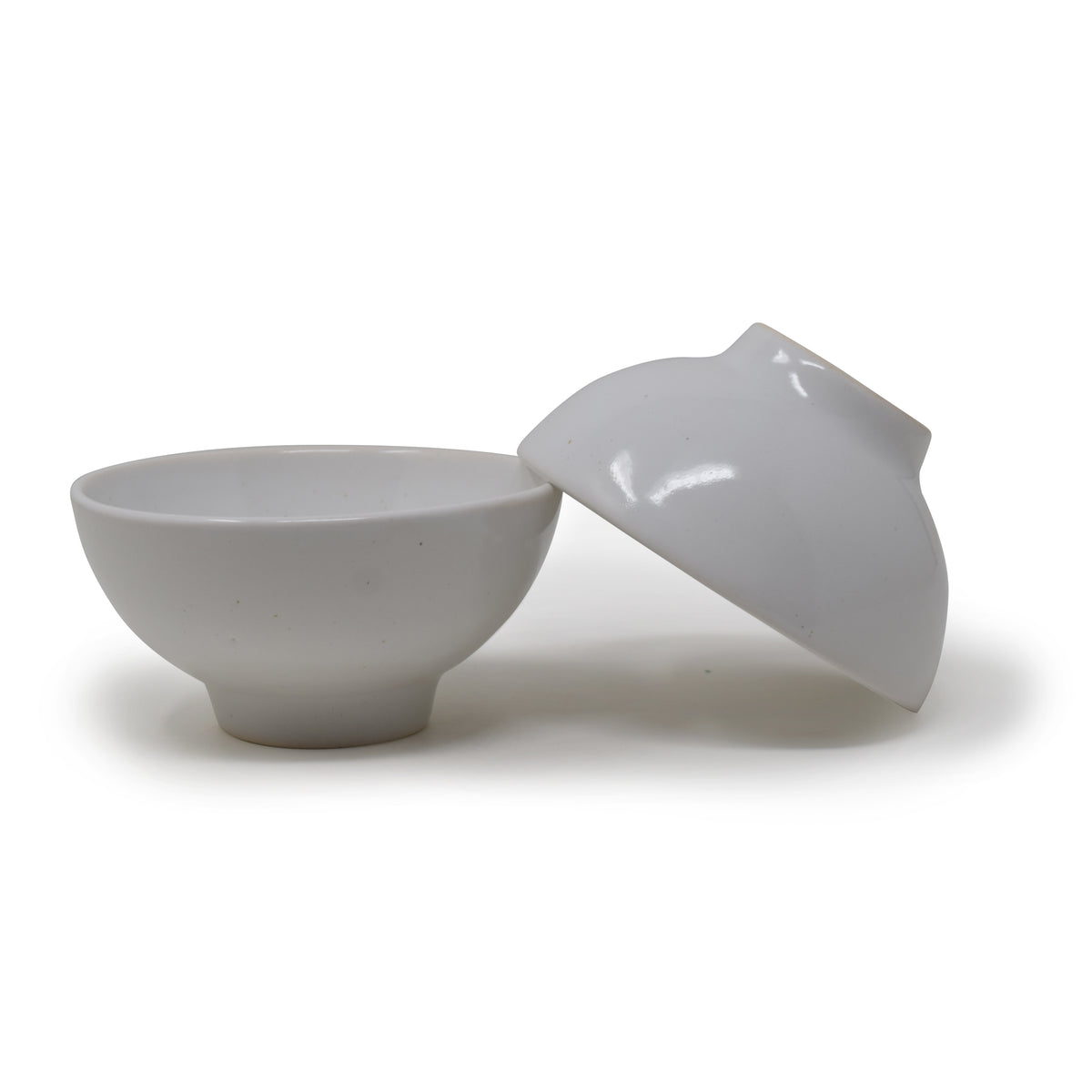 Handcrafted Footed Ceramic Soup & Snack Bowls (Set of 2) | Japanese Style Stoneware Katori