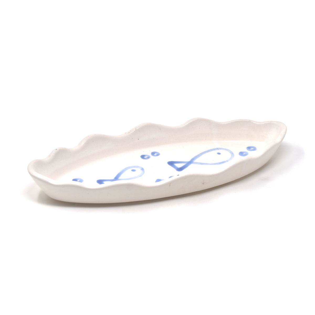 Elongated Leaf-Shaped Ceramic Serving Platter 12 inches