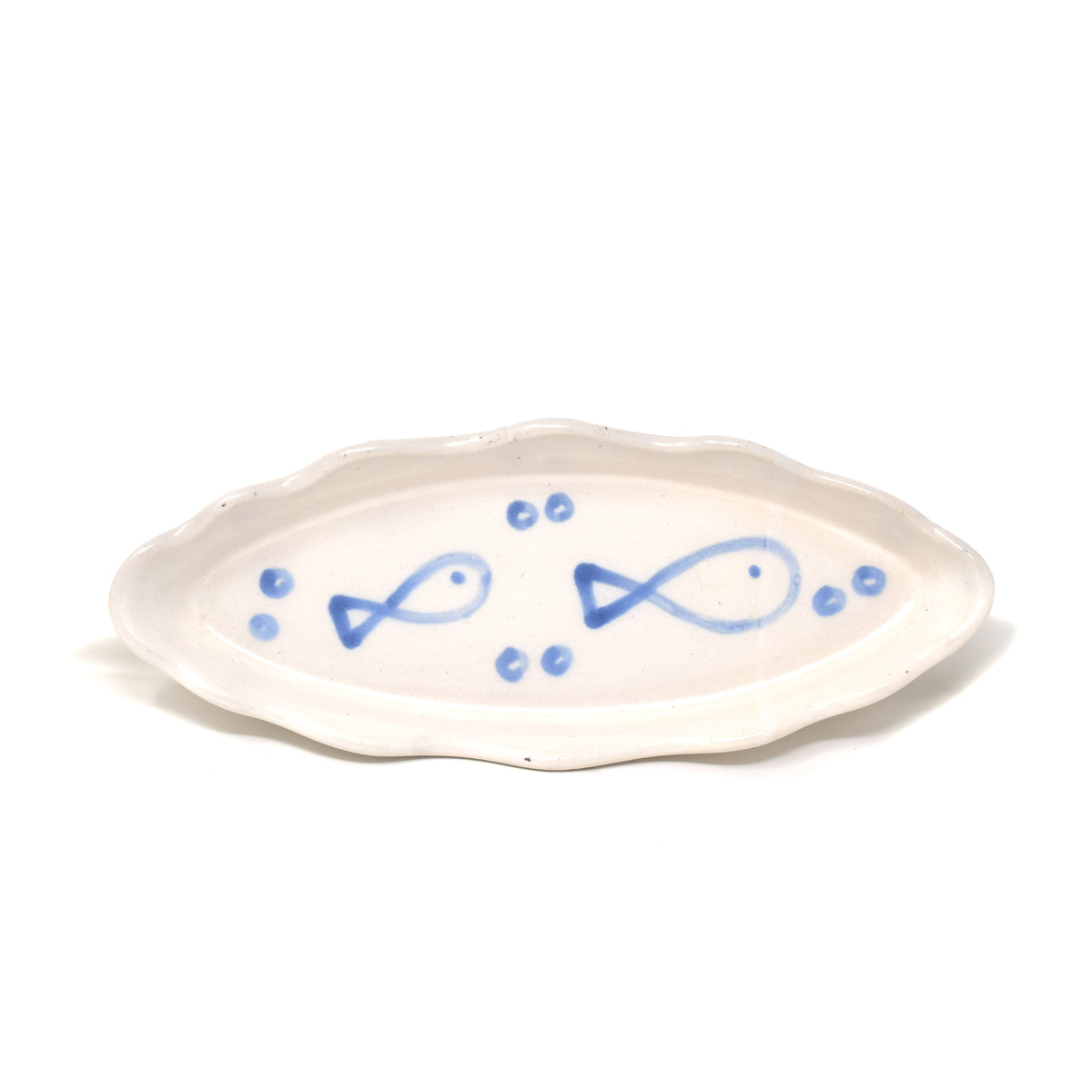 Elongated Leaf-Shaped Ceramic Serving Platter 12 inches