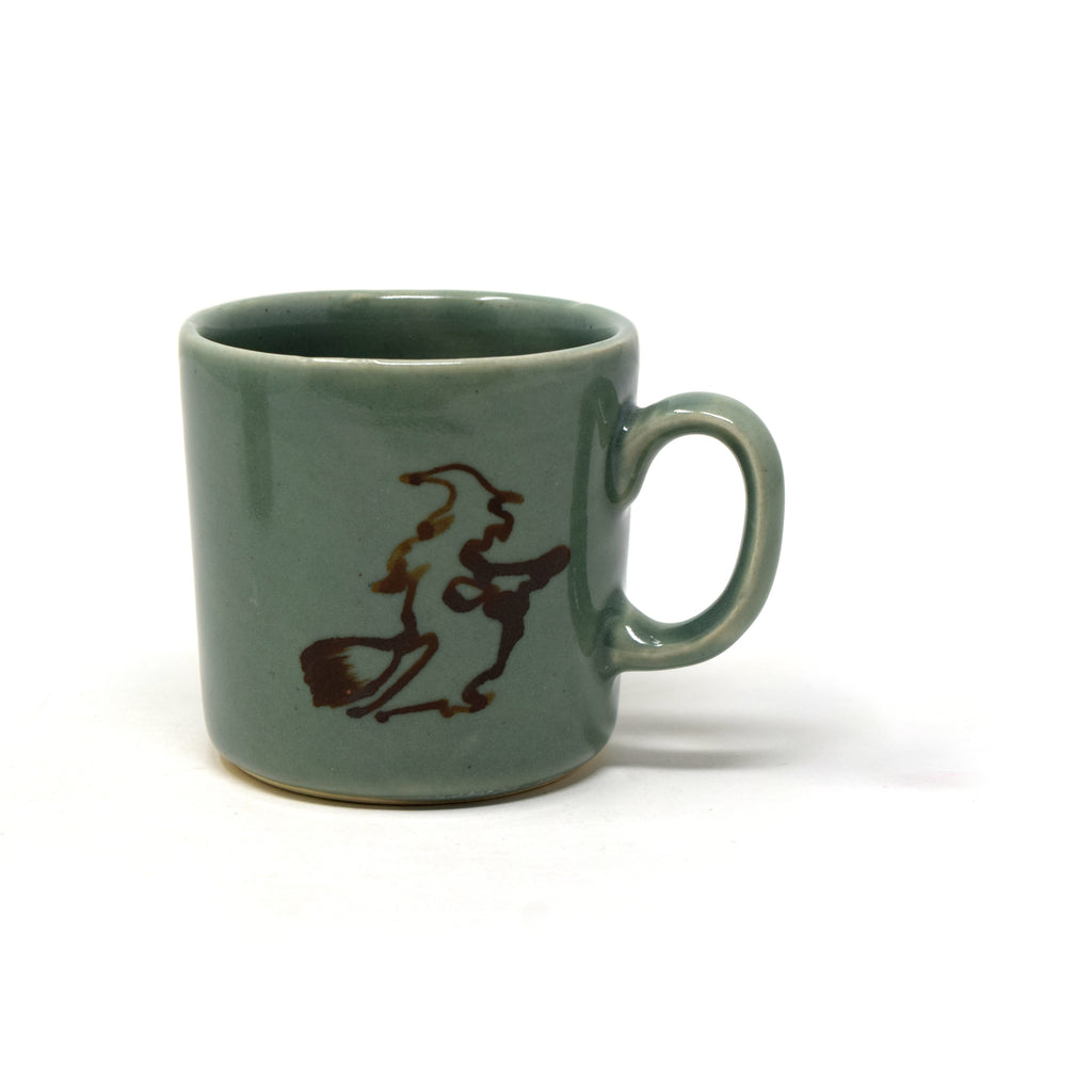 Hand-Painted Witch Silhouette Ceramic Tea Cups (Set of 2) | 175 ml Mugs