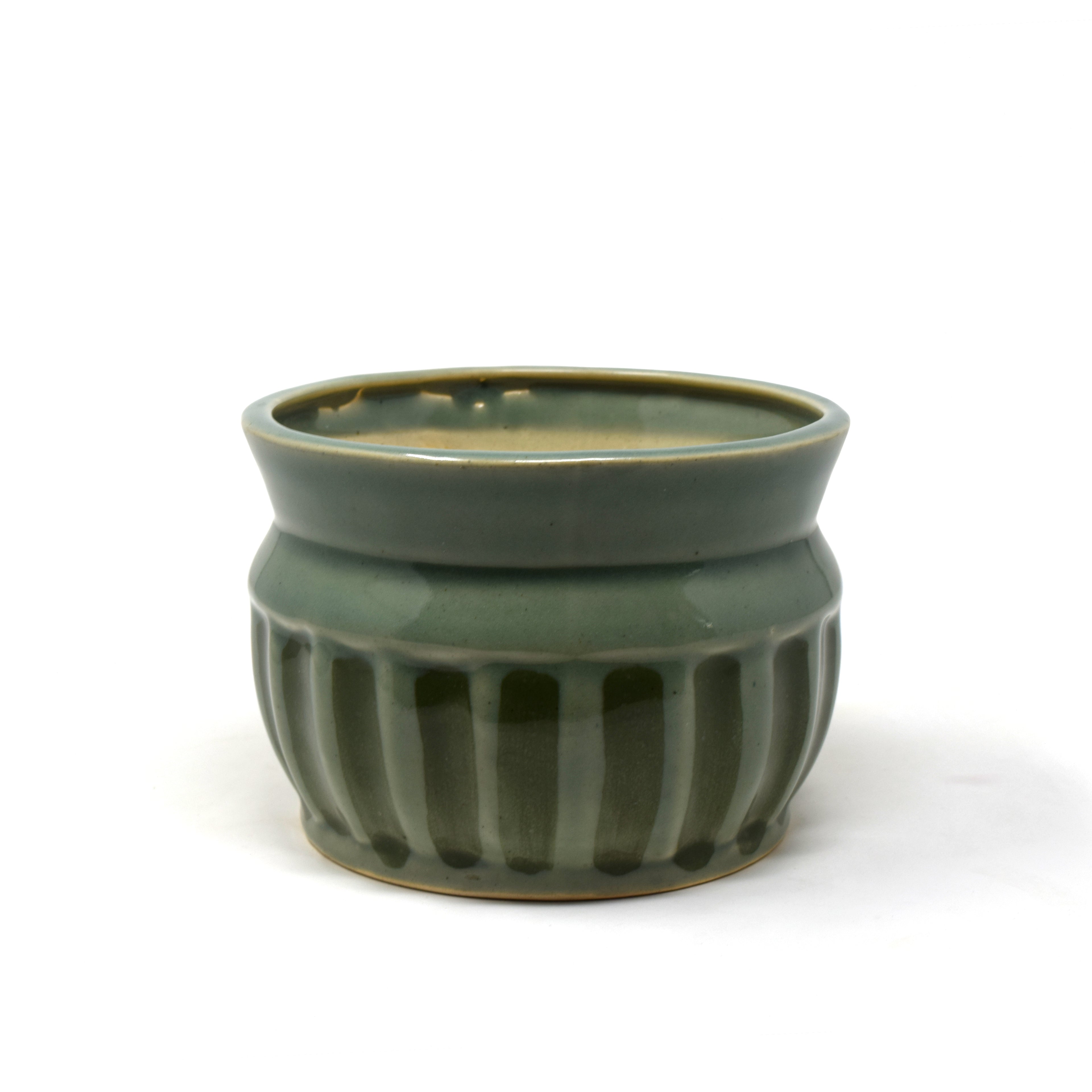 Ceramic Planter Pot, Ribbed Design