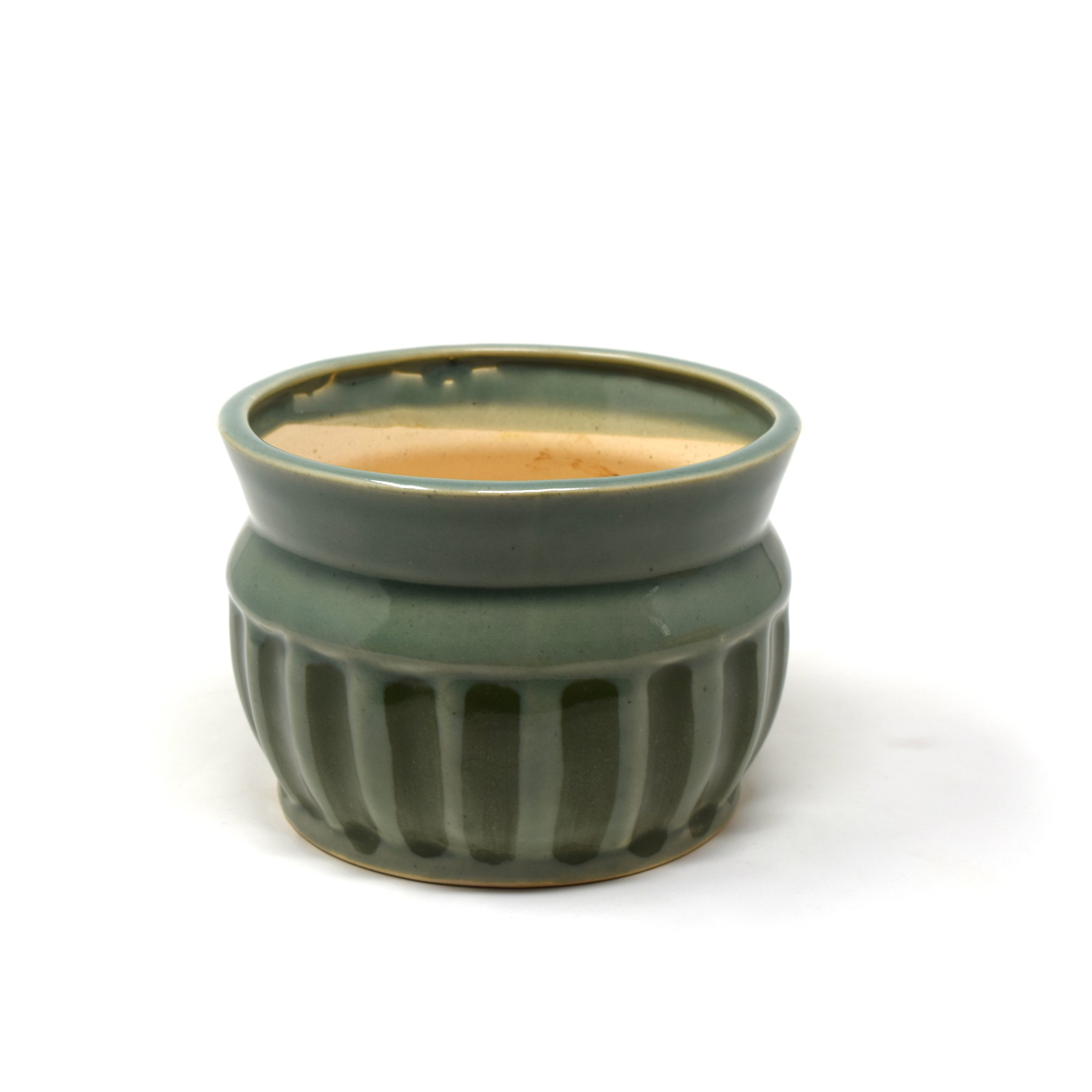 Ceramic Planter Pot, Ribbed Design