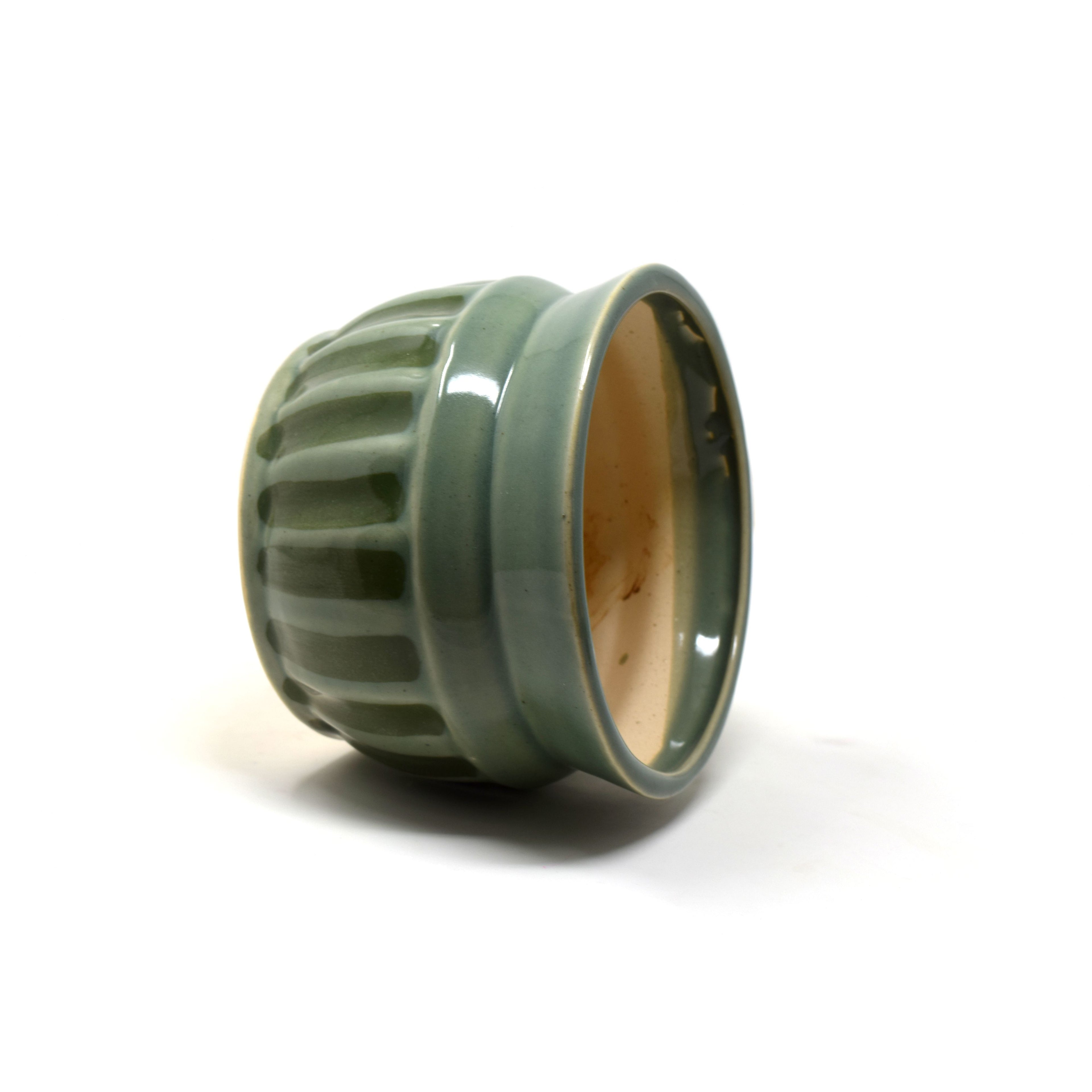 Ceramic Planter Pot, Ribbed Design