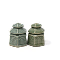 Ceramic Salt and Pepper Shaker Designed as Miniature Pagoda or Temple Home