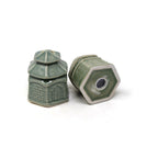 Ceramic Salt and Pepper Shaker Designed as Miniature Pagoda or Temple Home