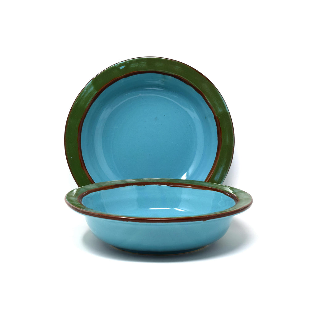 Set of 2 Deep Pasta Ramen Noodle Ceramic Plate Bowl with Rim 9.5 inches