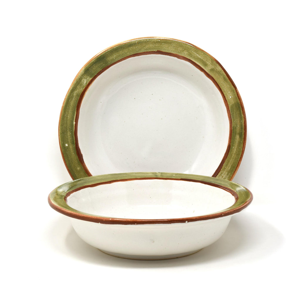 Set of 2 Deep Pasta Ramen Noodle Ceramic Plate Bowl with Rim 9.5 inches