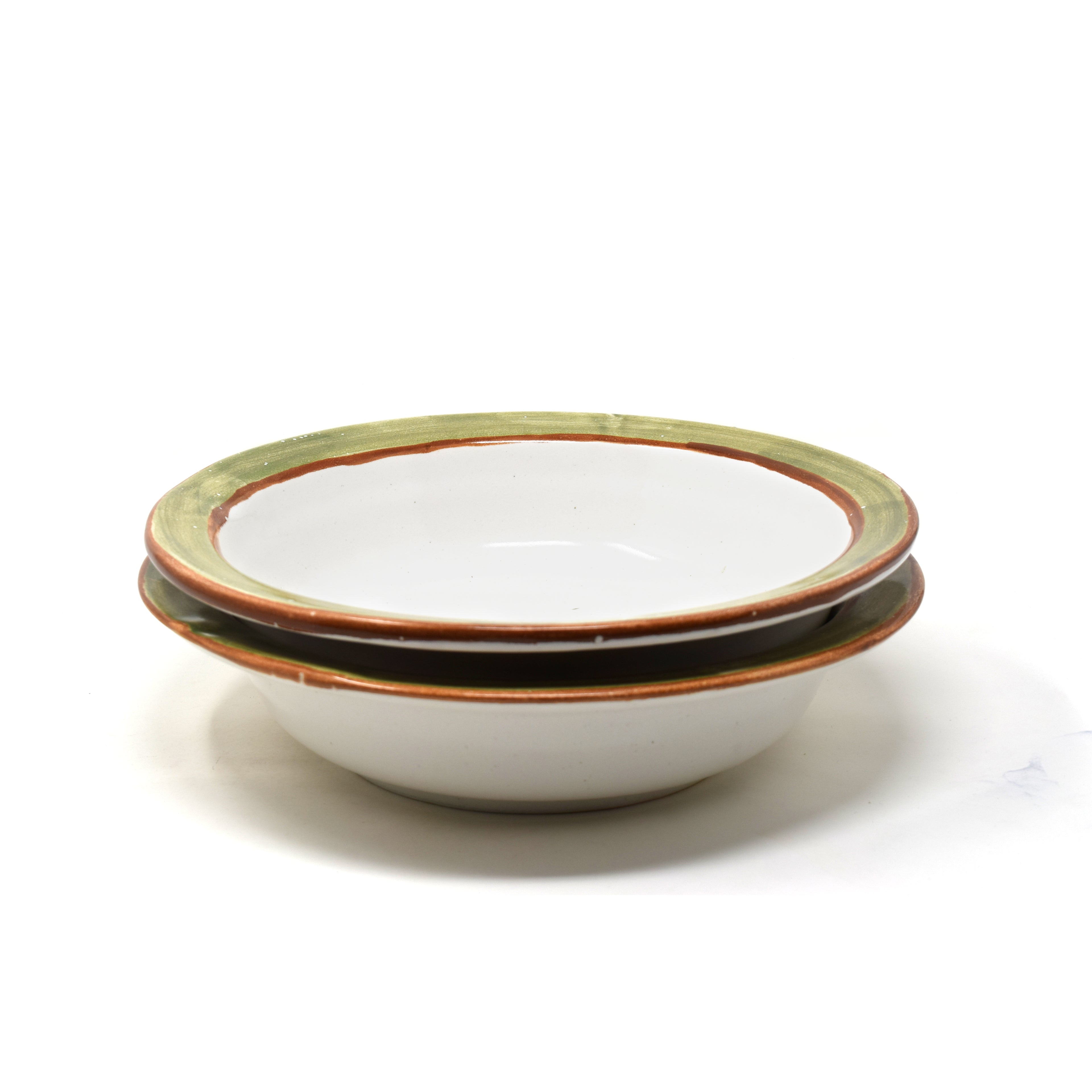 Set of 2 Deep Pasta Ramen Noodle Ceramic Plate Bowl with Rim 9.5 inches