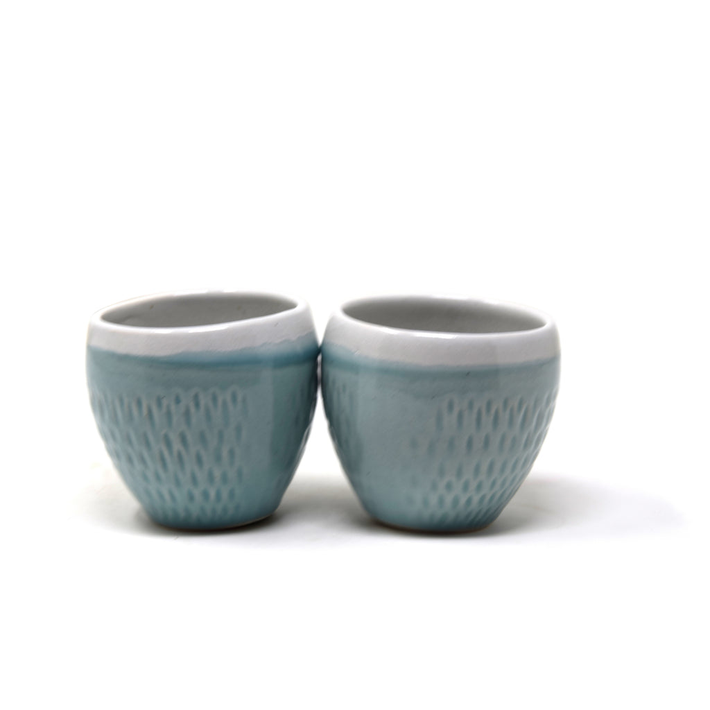 Textured Bulbous Handleless Ceramic Tea Cups (Set of 4) | 300 ml Kulhad Tumblers