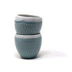 Textured Bulbous Handleless Ceramic Tea Cups (Set of 4) | 300 ml Kulhad Tumblers