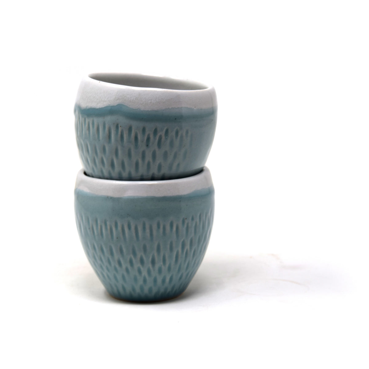 Textured Bulbous Handleless Ceramic Tea Cups (Set of 4) | 300 ml Kulhad Tumblers