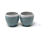 Textured Bulbous Handleless Ceramic Tea Cups (Set of 4) | 300 ml Kulhad Tumblers