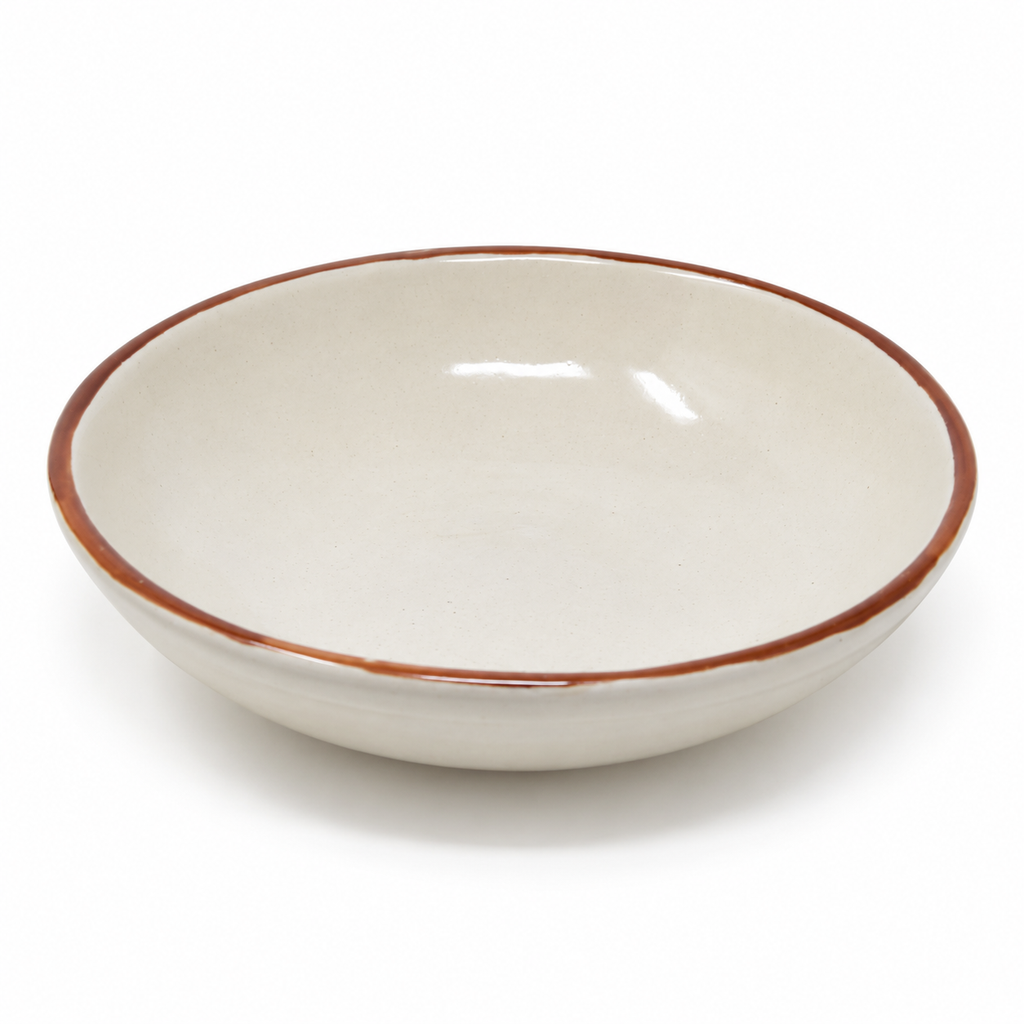 Shallow Ceramic Serving Bowl with Rounded Edges – 7.5 Inch