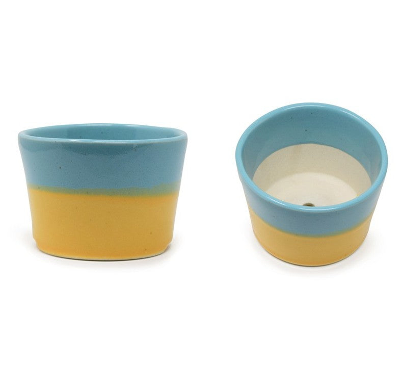 Tapered Ceramic Cylinder Planter Pots (Set of 2) | 4.75 x 3.25 Inch