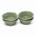 Set of 4 ceramic snack and dip bowls with rounded square shape, flared rims and smooth glazed finish