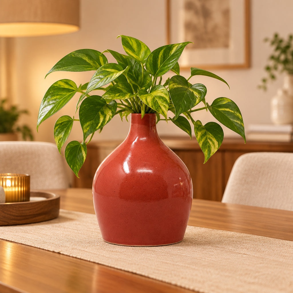Boho Narrow Mouth Ceramic Flower Bud Vase (6.5 Inch)