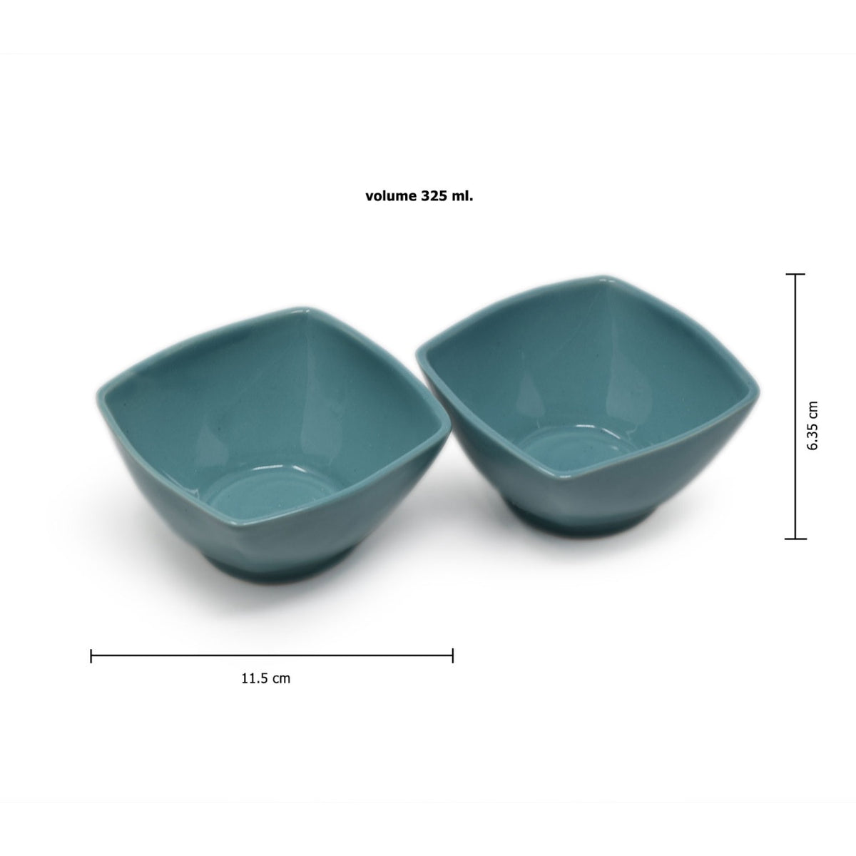 Handcrafted Square Ceramic Soup & Serving Bowls (325ml, Set of 2) | Stoneware Katori Set